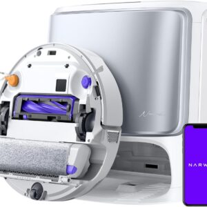 NARWAL Flow Robot Vacuum and Mop Combo. FlowWash Real-Time Self-Cleaning Track Mop. 22.000 Pa Suction. Dual-Camera AI Obstacle Avoidance. Carpet & Edge Cleaning. Self-Emptying Robot Vacuum